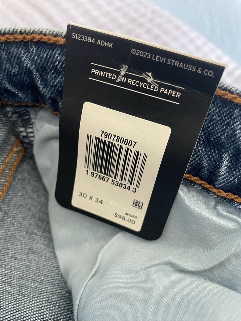 Levi’s Premium Ribcage Straight Jeans Sz 30 NWT High Rise Medium Wash - Picture 5 of 10
